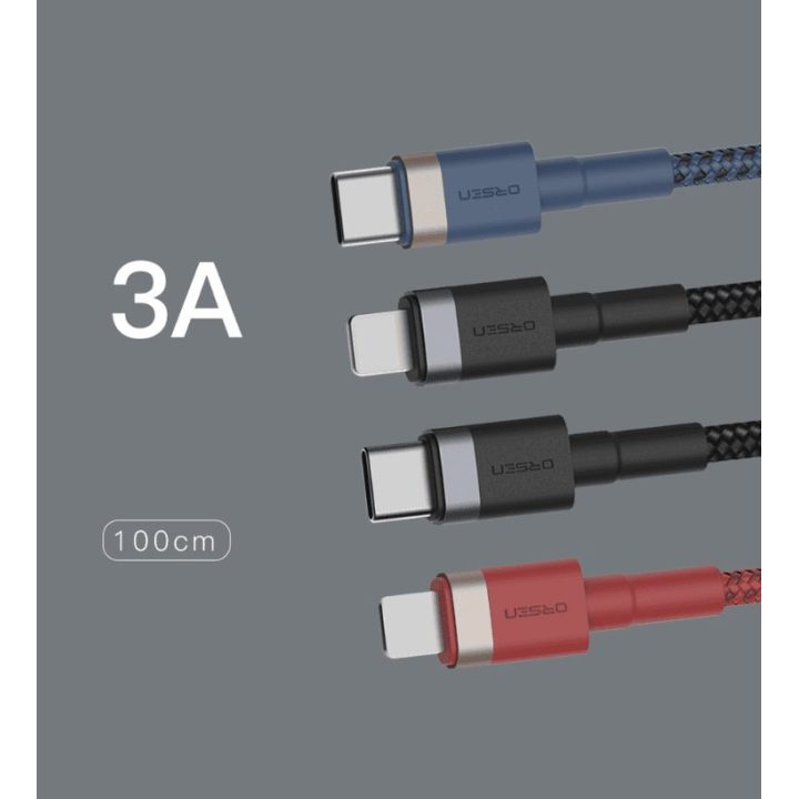 Raudonas USB-C į Lightning laidas, 1 m, 3 A