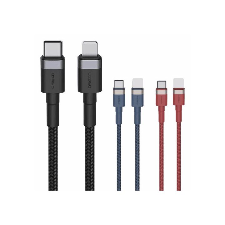 USB-C į Lightning įkrovimo laidas, 3 A, 1 m, mėlynas
