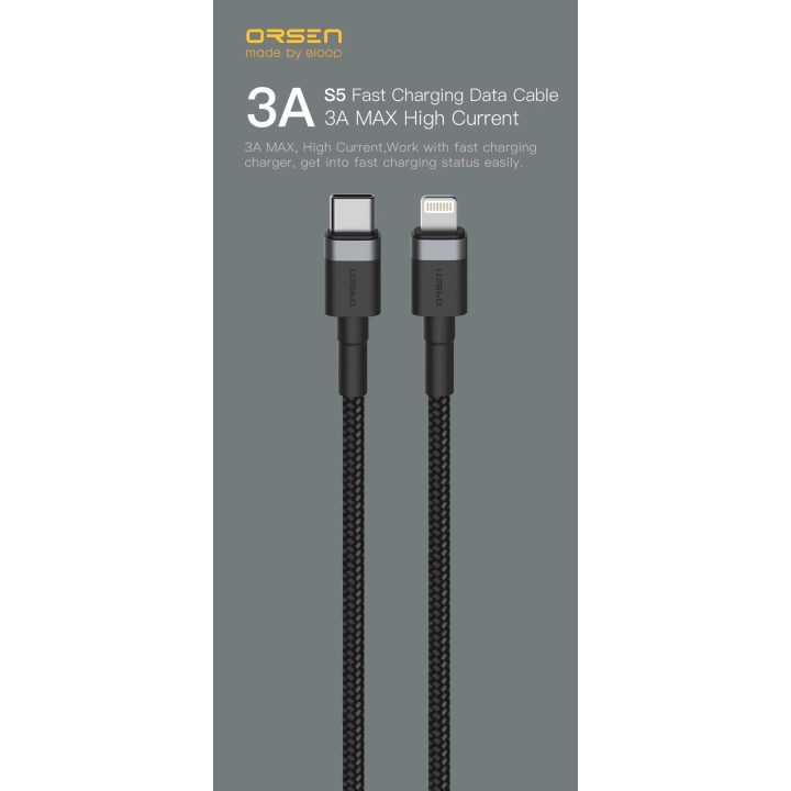 USB-C į Lightning įkrovimo laidas, 3 A, 1 m, mėlynas