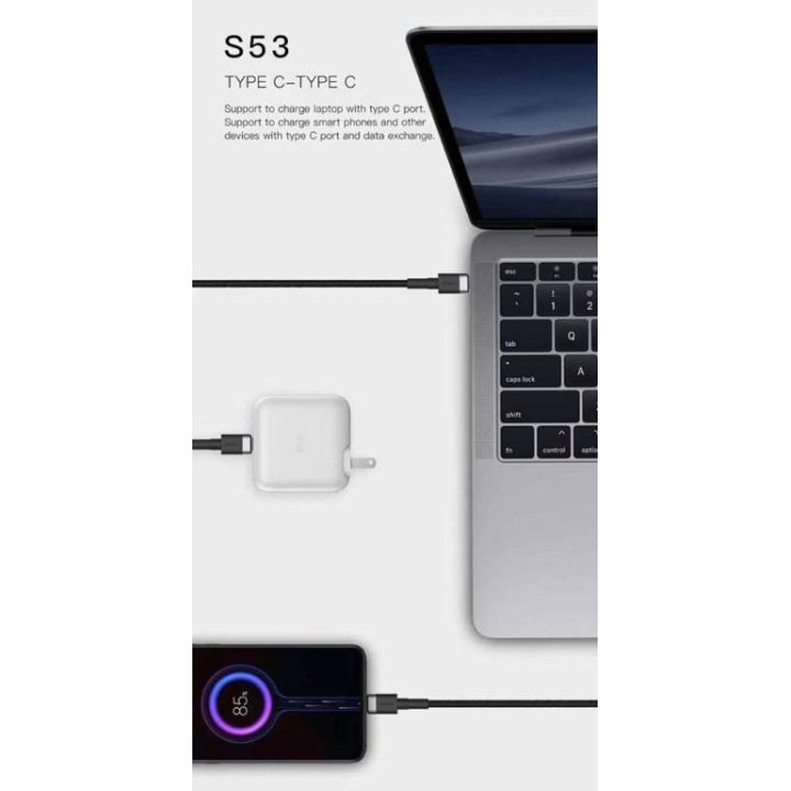 Mėlynas USB-C į USB-C 3A 1 m kabelis