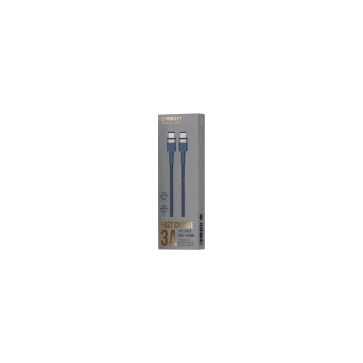 Mėlynas USB-C į USB-C 3A 1 m kabelis