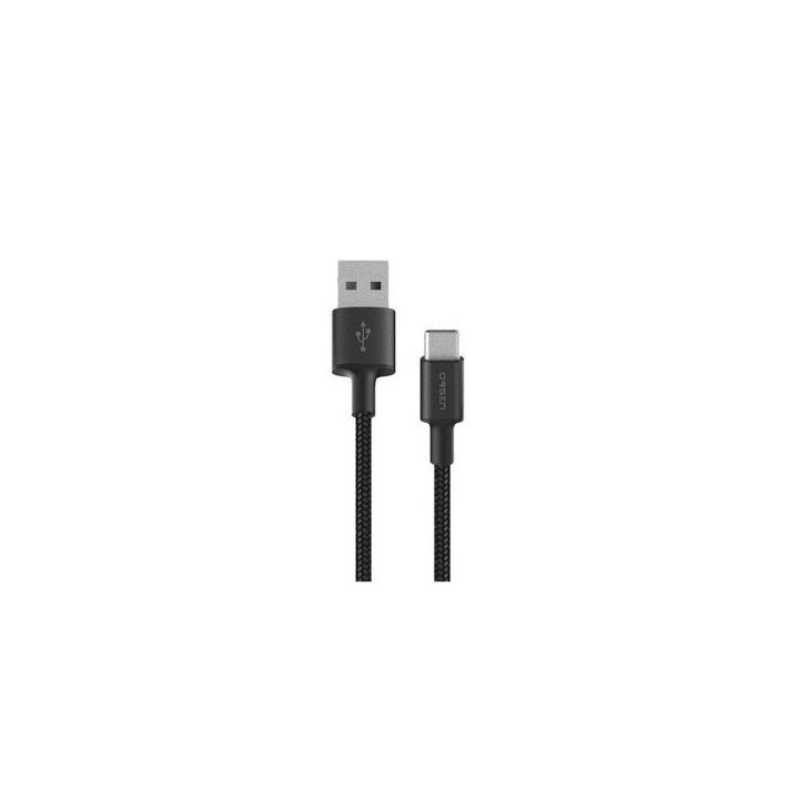 Juodas USB-A į USB-C laidas, 1 m, 2,1 A