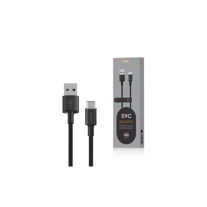 Juodas USB-A į USB-C laidas, 1 m, 2,1 A
