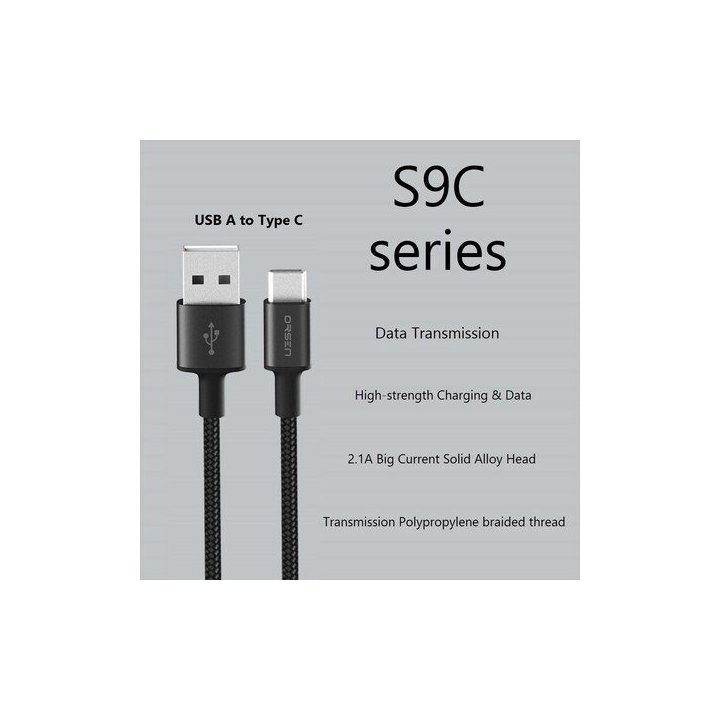 Juodas USB-A į USB-C laidas, 1 m, 2,1 A