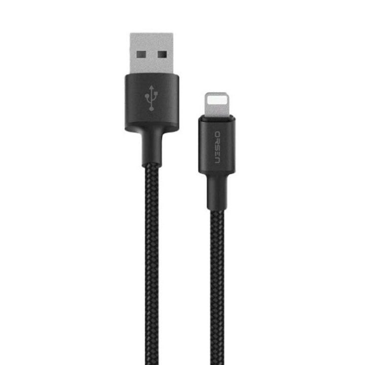 Orsen USB-A į Lightning įkrovimo laidas, 1 m, juodas