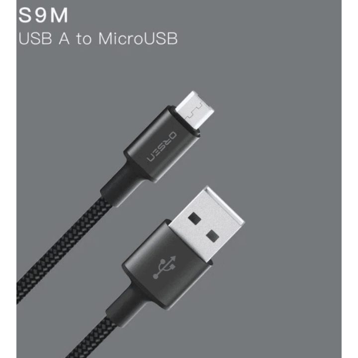 Juodas USB-A į MicroUSB laidas 2,1 A, 1 m
