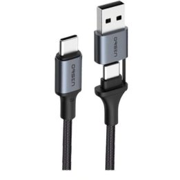 Juodas 2 viename USB ir Type-C įkrovimo laidas, 1,5 m