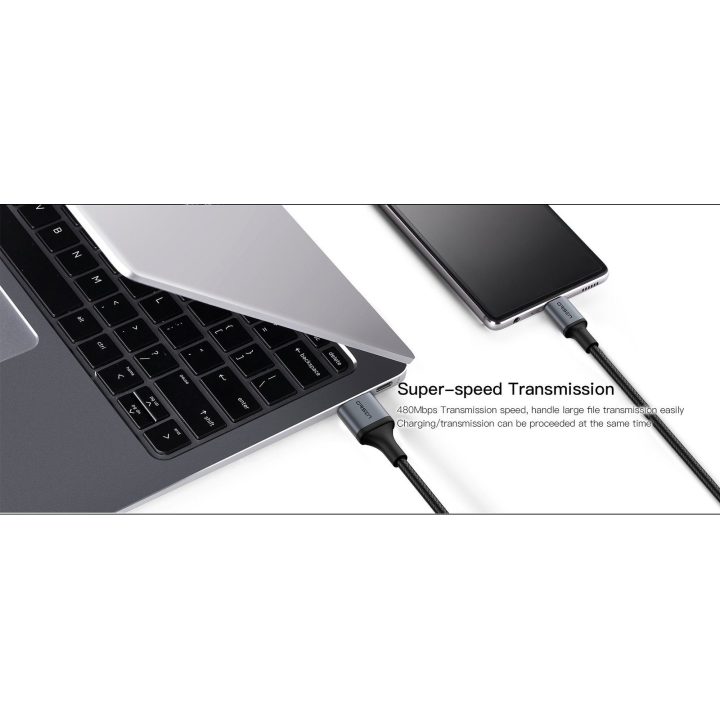 Juodas 2 viename USB ir Type-C įkrovimo laidas, 1,5 m