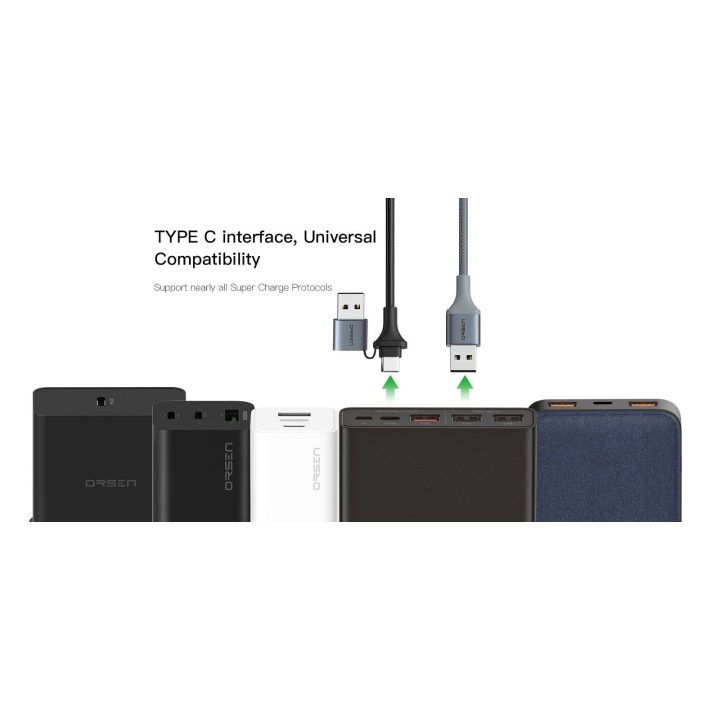 Juodas 2 viename USB ir Type-C įkrovimo laidas, 1,5 m
