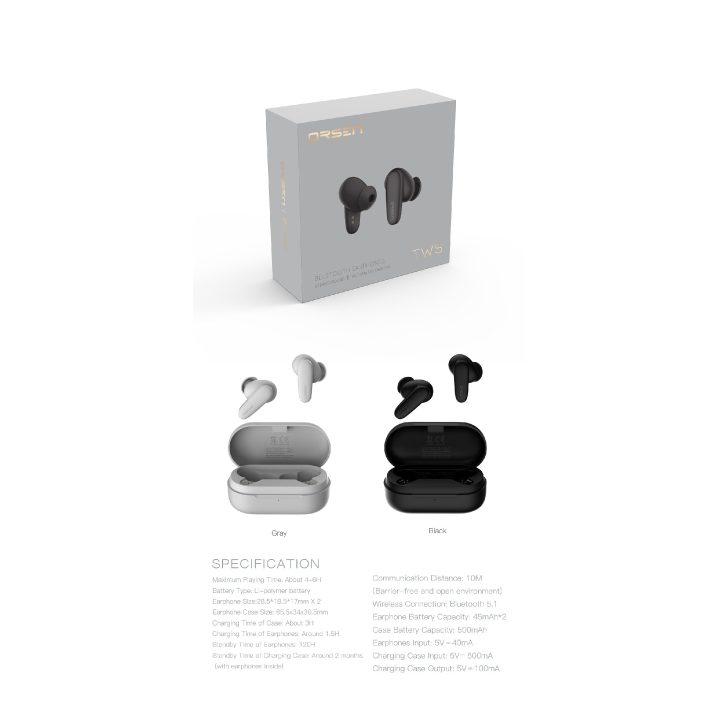 Juodos belaidės „Orsen T3“ Bluetooth ausinės
