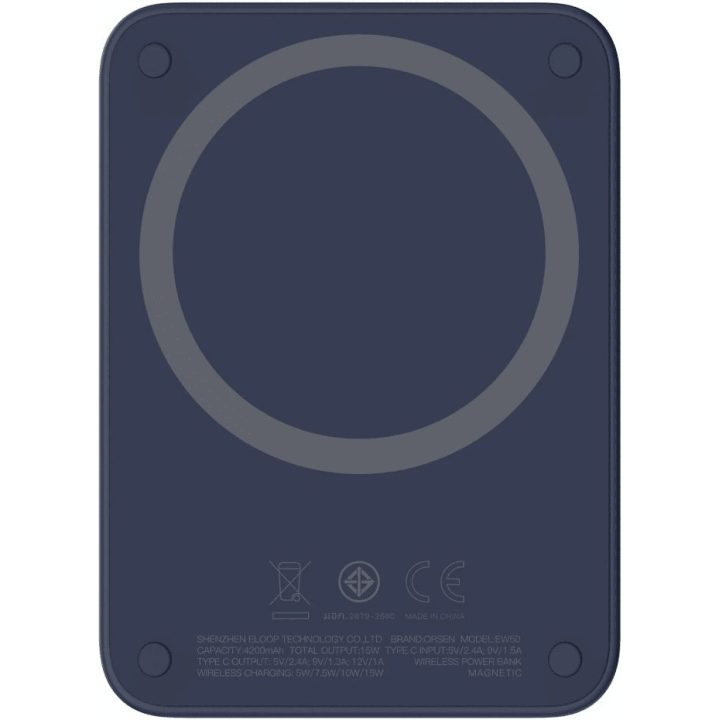 Mėlynas magnetinis belaidis išorinis akumuliatorius iPhone 12 ir 13, 4200 mAh