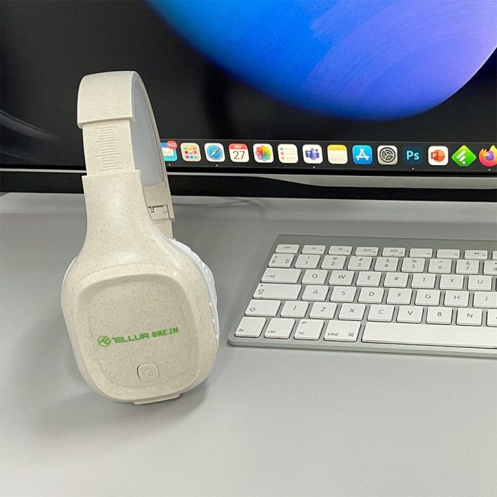 Kreminės sulankstomos Bluetooth ausinės Tellur Pulse