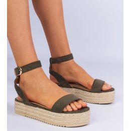 Žalios espadrilės basutės ant platformos Kalesio“