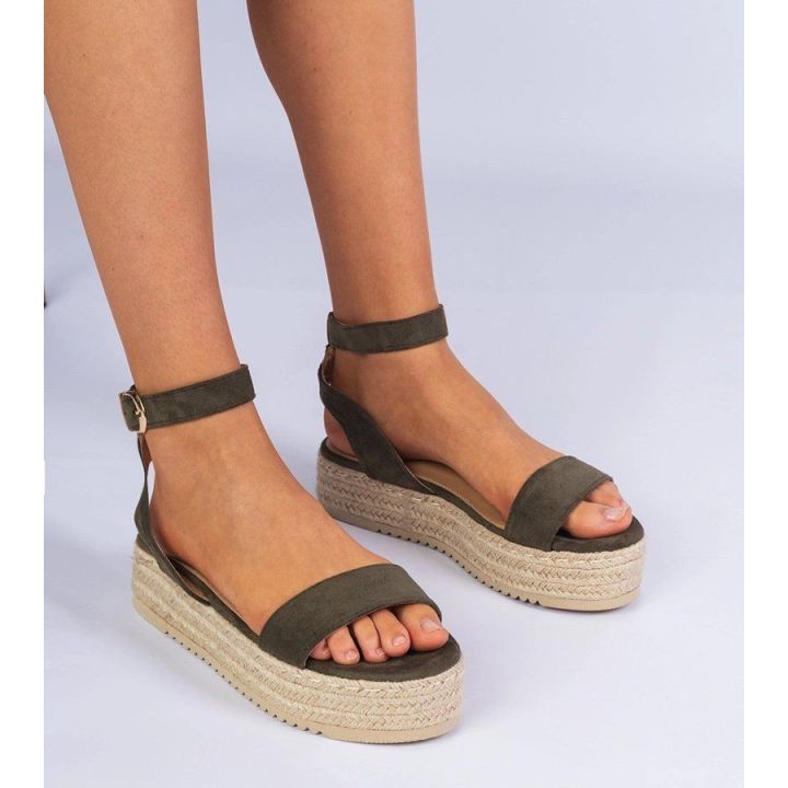Žalios espadrilės basutės ant platformos Kalesio“