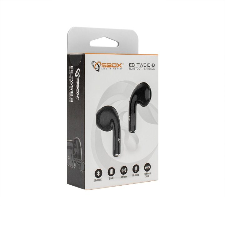 Juodos Bluetooth ausinės į ausį Sbox EB-TWS18