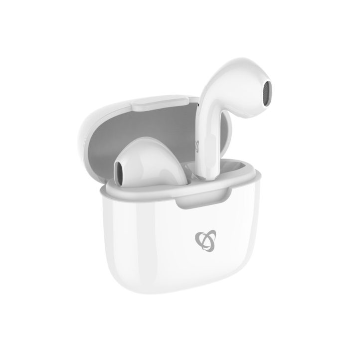 Baltos Bluetooth į ausį įdedamos ausinės