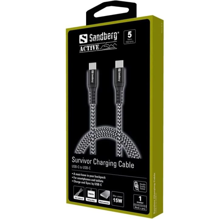 USB-C į USB-C kabelis Sandberg Survivor, 1 m