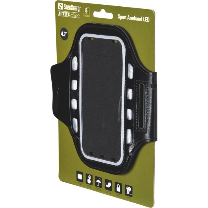 Sportinis LED žasto raištis telefonui iki 4,7"