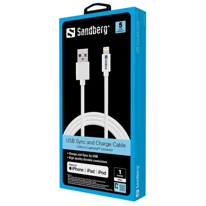 USB į Lightning MFi kabelis, 1 m, baltas