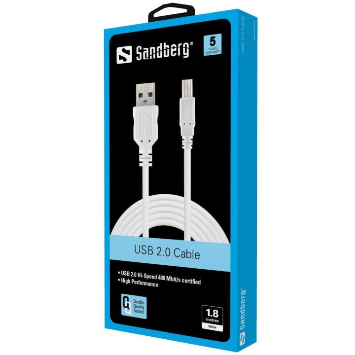 USB 2.0 A–B laidas, 1,8 m