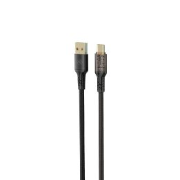 USB-A į USB-C įkrovimo ir duomenų kabelis, 100 cm, juodas