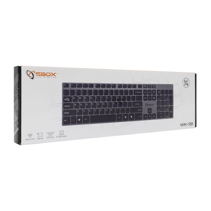 Belaidė metalinė klaviatūra Sbox WK-131, JAV išdėstymas