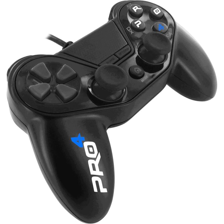 Laidinis PS4 valdiklis su 3 m kabeliu, juodas