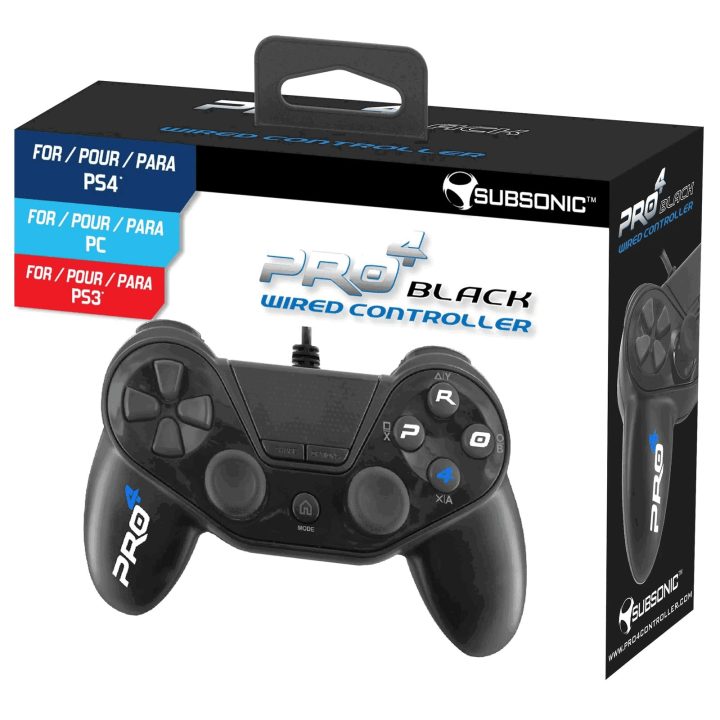Laidinis PS4 valdiklis su 3 m kabeliu, juodas