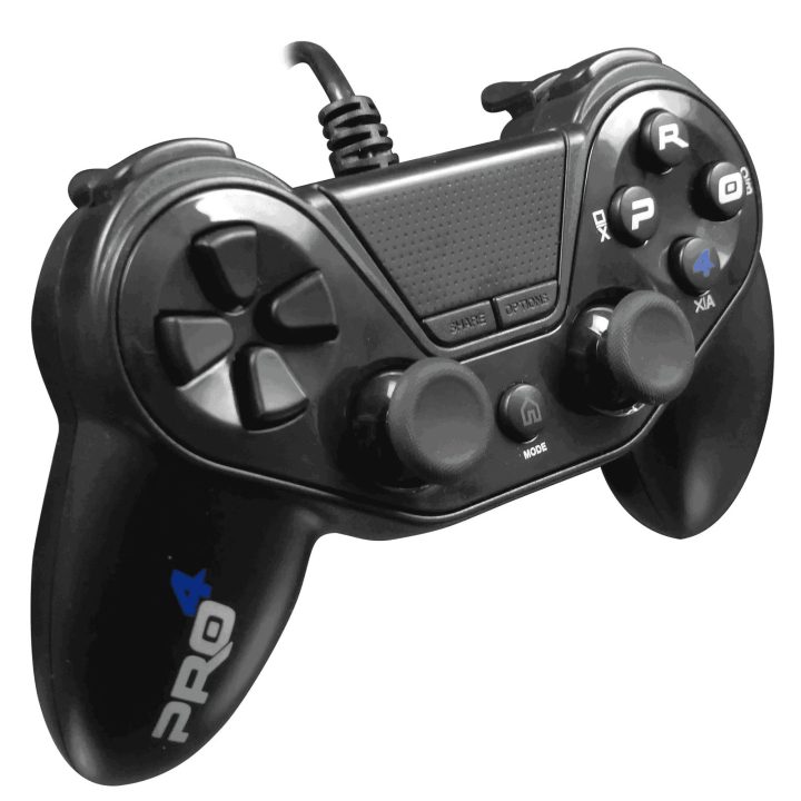 Laidinis PS4 valdiklis su 3 m kabeliu, juodas