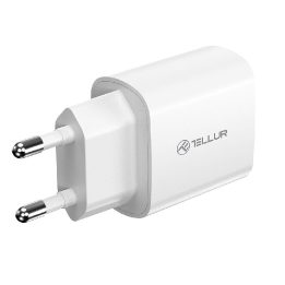 20 W USB-C PD sieninis įkroviklis Tellur, baltas