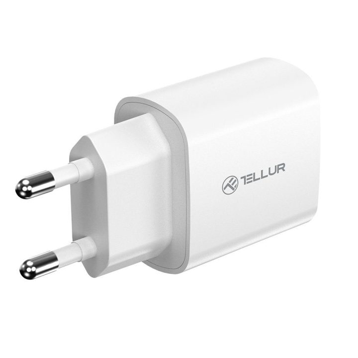 20 W USB-C PD sieninis įkroviklis Tellur, baltas
