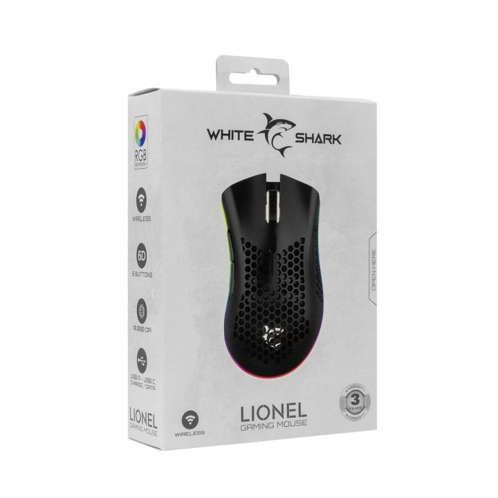 Žaidimų pelė White Shark Lionel Black