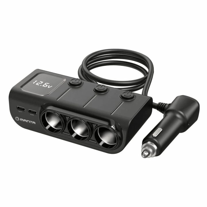 Automobilinis įkroviklis Manta MCC201T CARI PRO su USB ir cigarečių degiklio lizdais