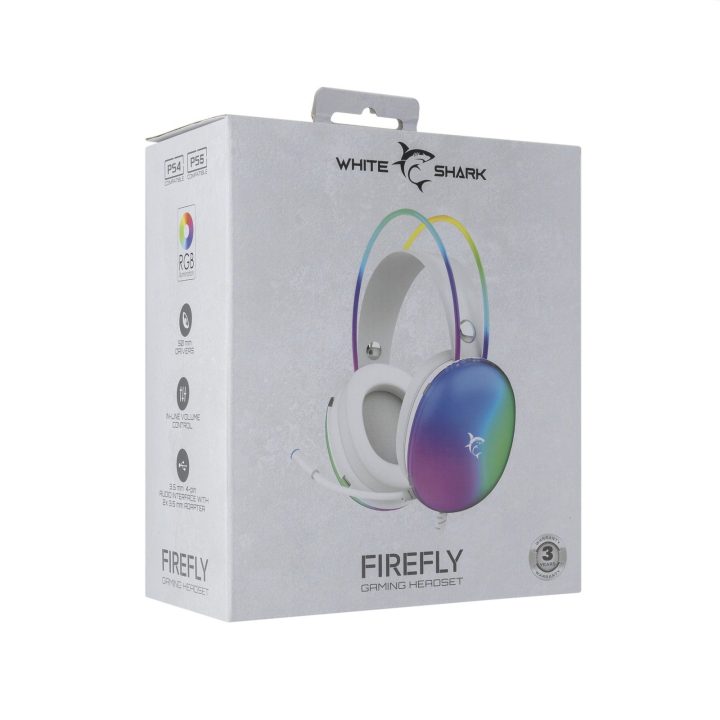 White Shark GH-2342 Firefly White žaidimų ausinės su mikrofonu