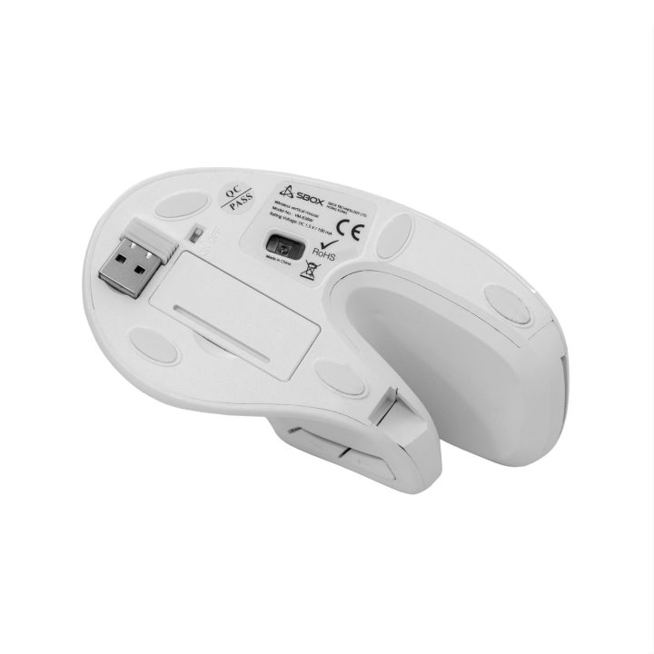 Balta vertikali belaidė pelė Sbox VM-838W