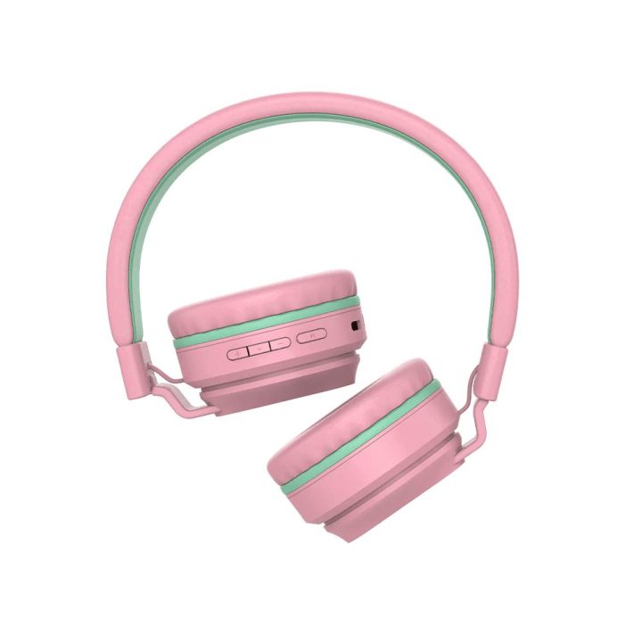Rožinės vaikiškos „Bluetooth“ ausinės „Tellur Buddy“