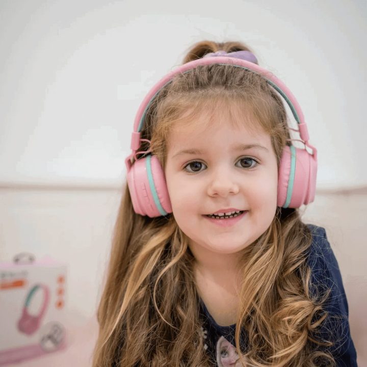 Rožinės vaikiškos „Bluetooth“ ausinės „Tellur Buddy“