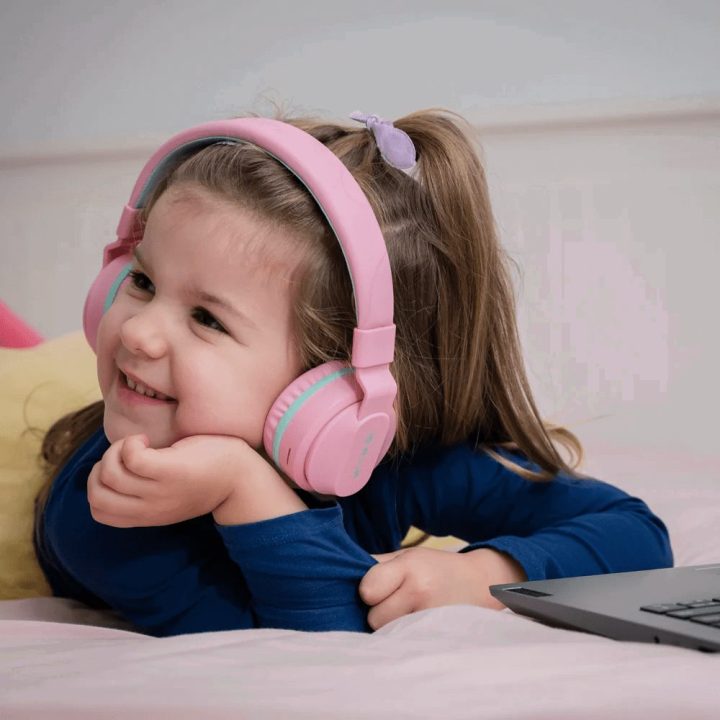 Rožinės vaikiškos „Bluetooth“ ausinės „Tellur Buddy“