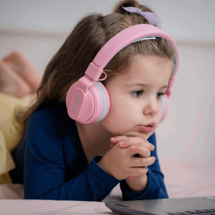 Rožinės vaikiškos „Bluetooth“ ausinės „Tellur Buddy“