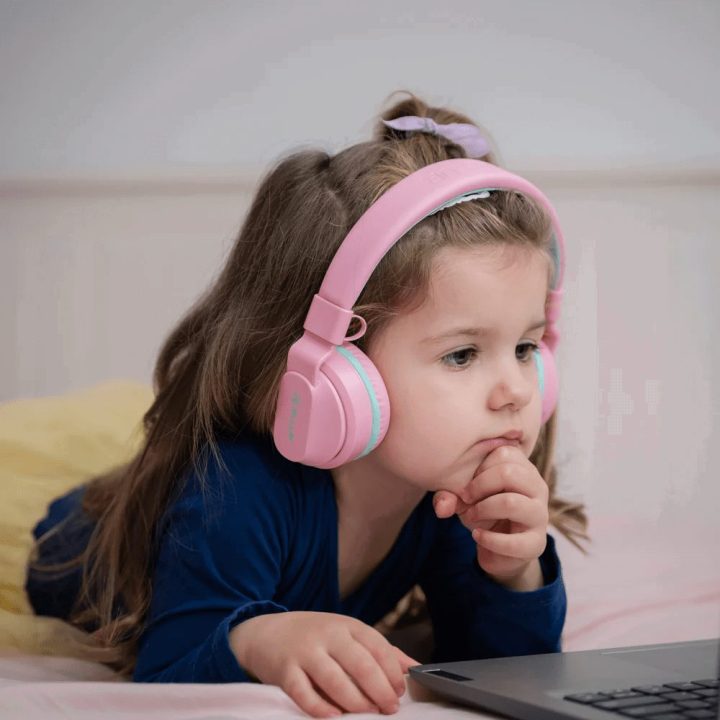 Rožinės vaikiškos „Bluetooth“ ausinės „Tellur Buddy“