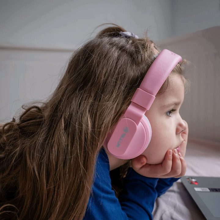Rožinės vaikiškos „Bluetooth“ ausinės „Tellur Buddy“