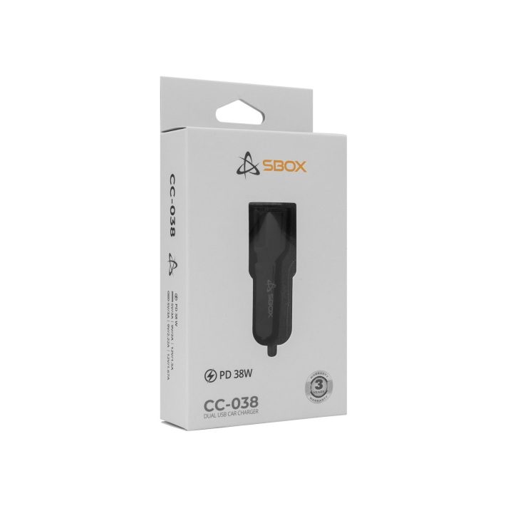 Automobilinis įkroviklis 38W, juodas