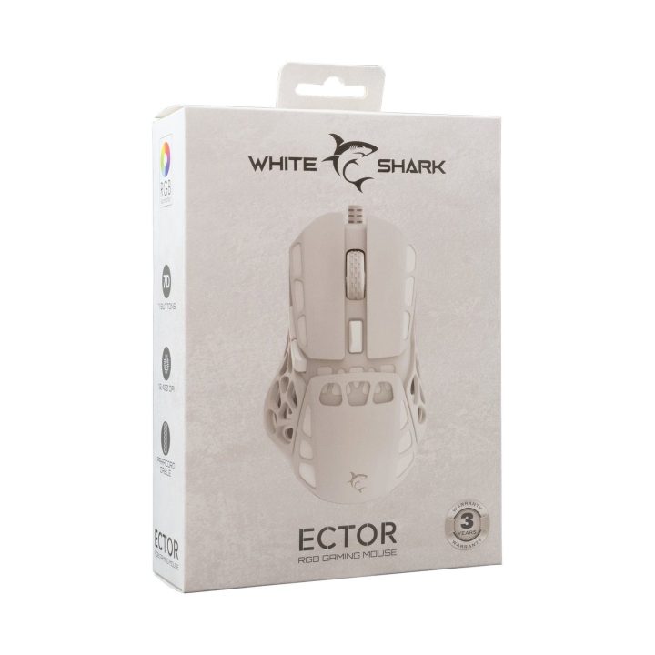 Balta žaidimų pelė White Shark Ector White