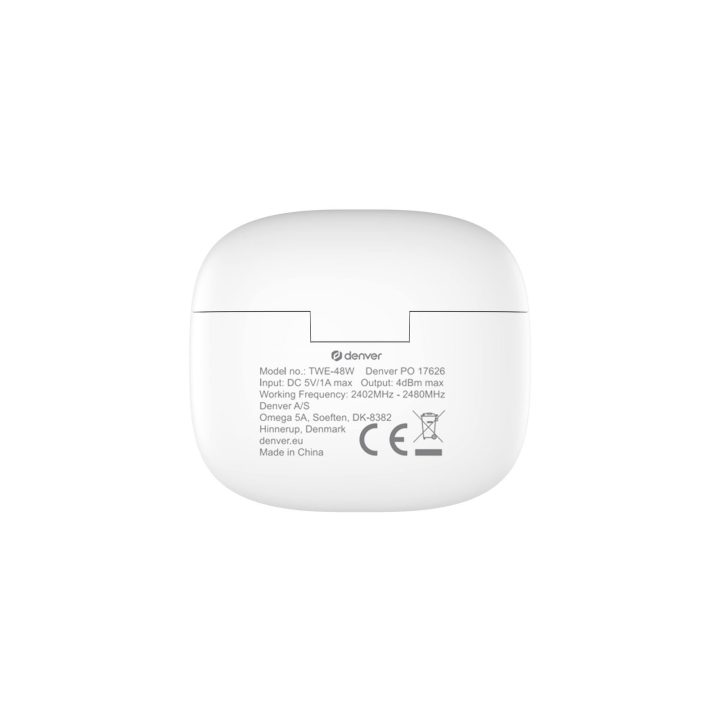 Belaidės Bluetooth ausinės Denver TWE-48, baltos