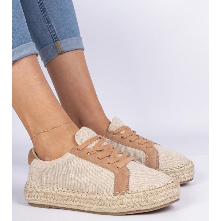 Raištinės moteriškos smėlio espadrilės Malsi