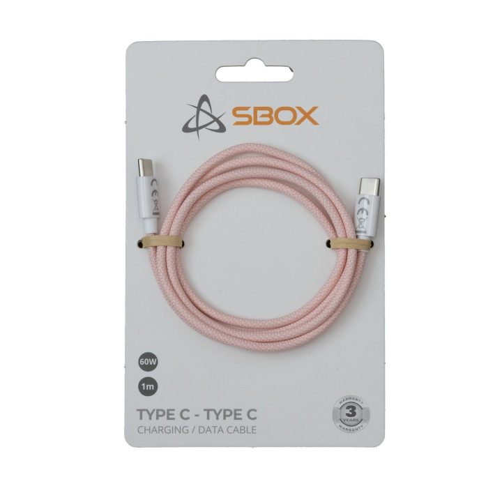 Rožinis pintas USB-C į USB-C kabelis, 1 m