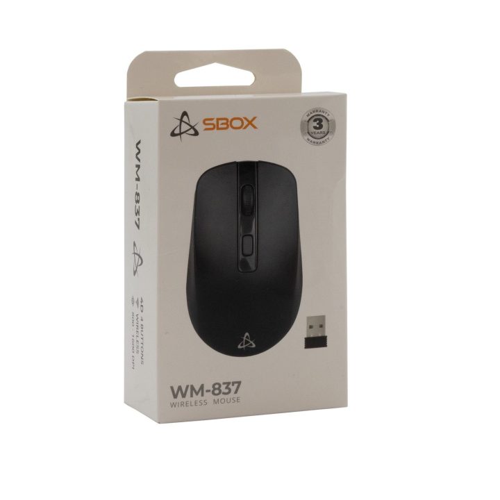 Juoda belaidė 4D optinė pelė Sbox WM-837