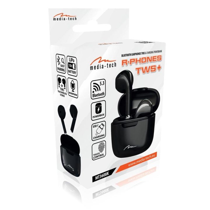 Media-Tech MT3608K R-Phones TWS+ belaidės ausinės, juodos