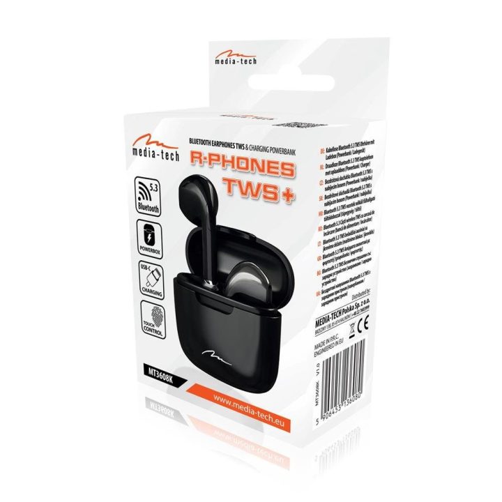 Media-Tech MT3608K R-Phones TWS+ belaidės ausinės, juodos