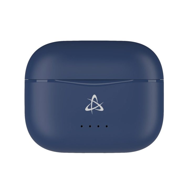 Mėlynos Bluetooth į ausį dedamos ausinės